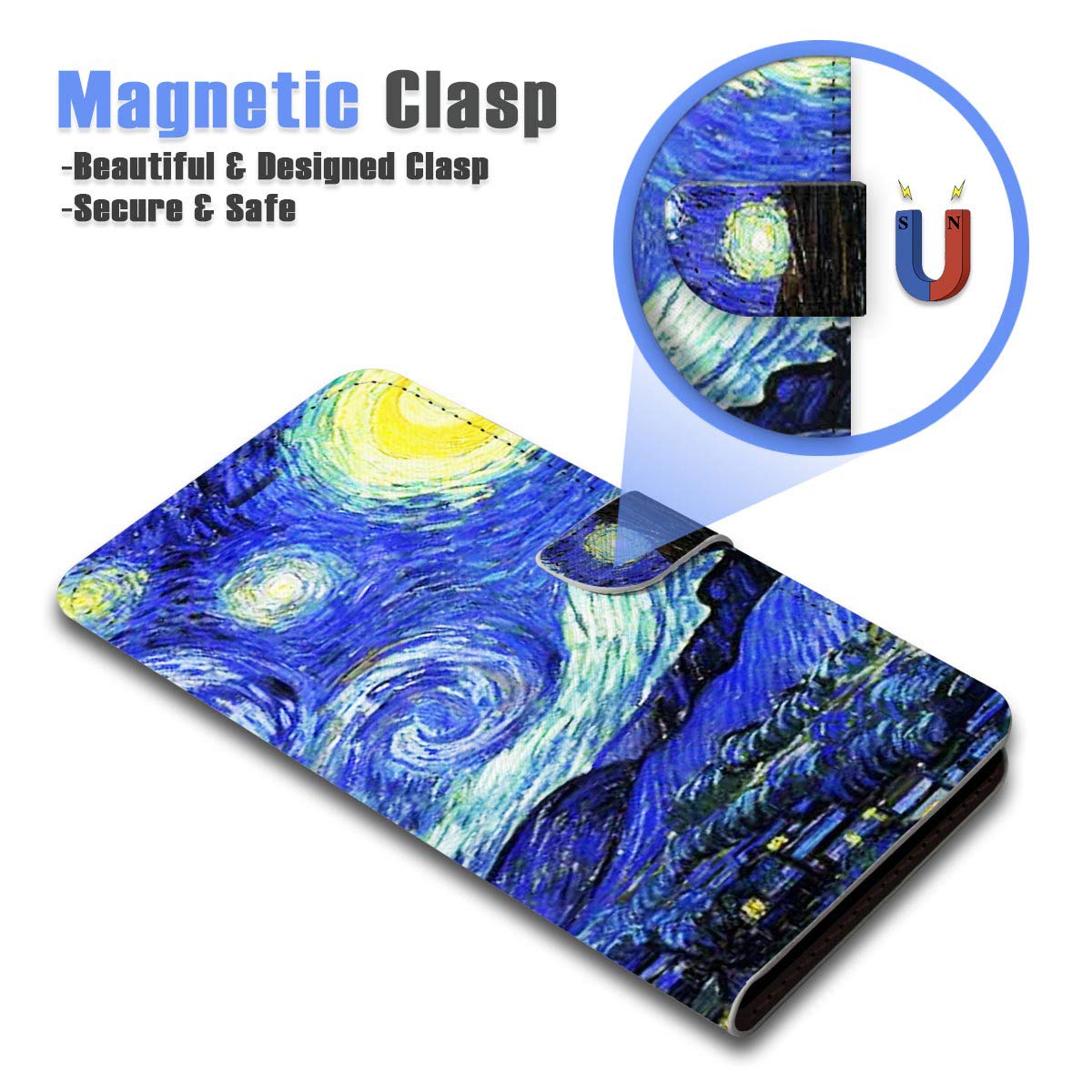 Premium Flip Wallet Phone Case for iPhone 12 & iPhone 12 Pro - Starry Night Design (A0066) | Slim Protective Cover with Card Slots | Perfect for Everyday Use & Travel