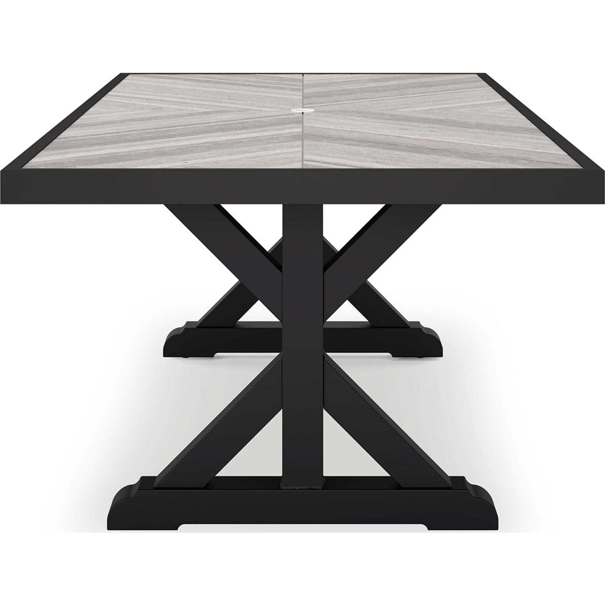 Beachcroft Outdoor Rectangle Dining Table - Waterproof & Rust-Resistant, Black/Light Gray - Perfect for Patio, Garden, and Backyard Dining