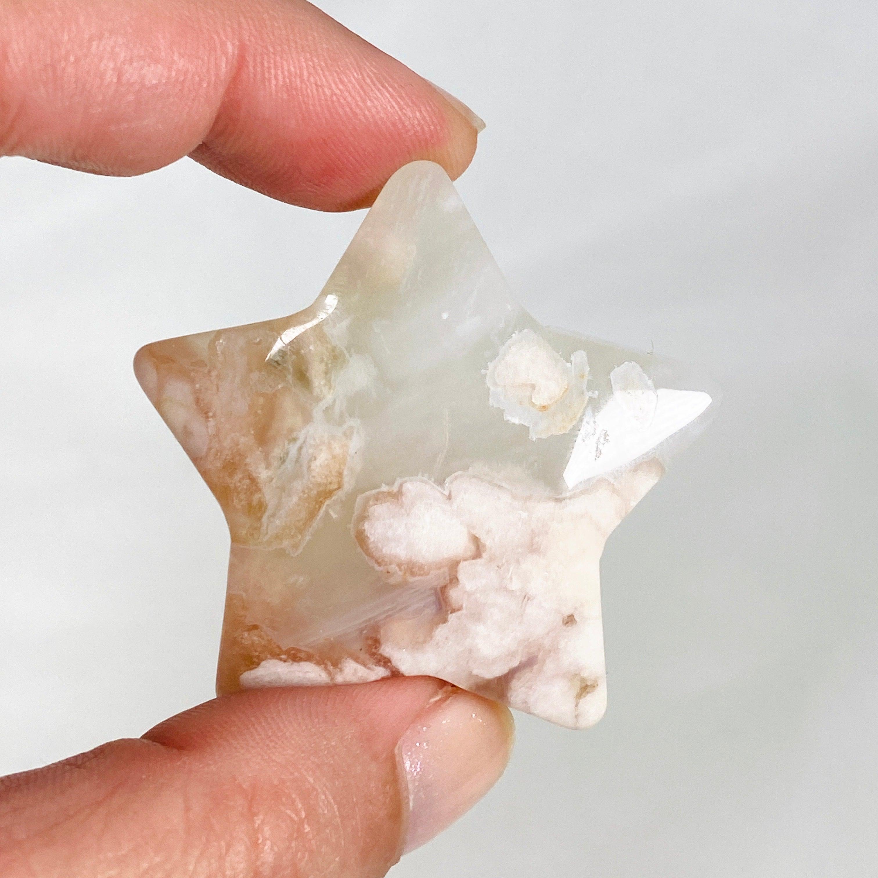 Natural Flower Agate Star Pendant - Healing Crystal Jewelry for Meditation & Spiritual Balance | Perfect for Yoga, Reiki, and Energy Work