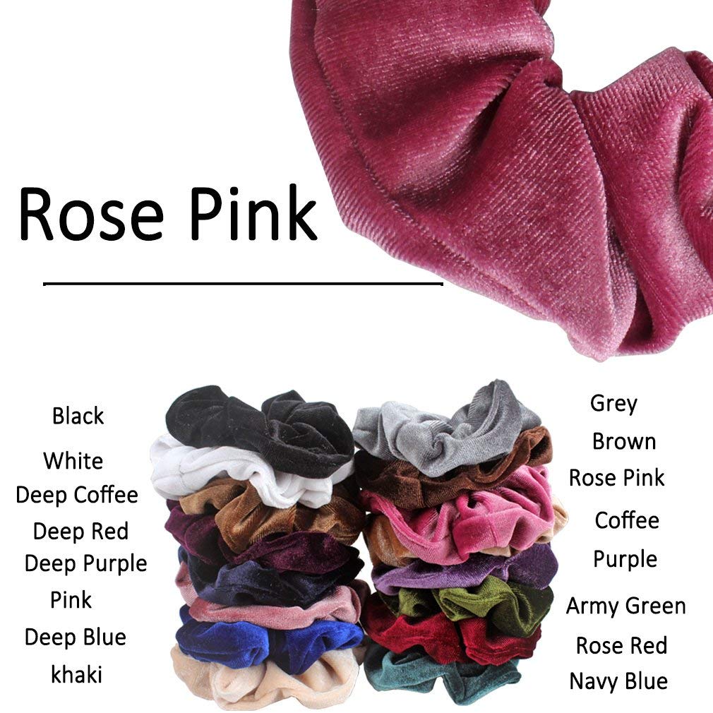 ALIBA COLLECTION 15-Piece Velvet Hair Scrunchies Set - Soft Elastic Hair Ties for Thick Hair, Large Hair Bands for Women & Girls - Perfect for Workouts, Office, School & Everyday Styling
