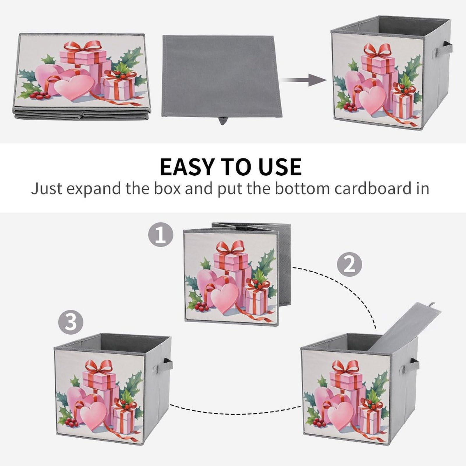 6-Piece Foldable Storage Bins with Handles - Large Capacity Printed Storage Boxes & Organizer Cubes for Playroom, Office, Home | Perfect for Toys, Books, Clothes & Home Organization