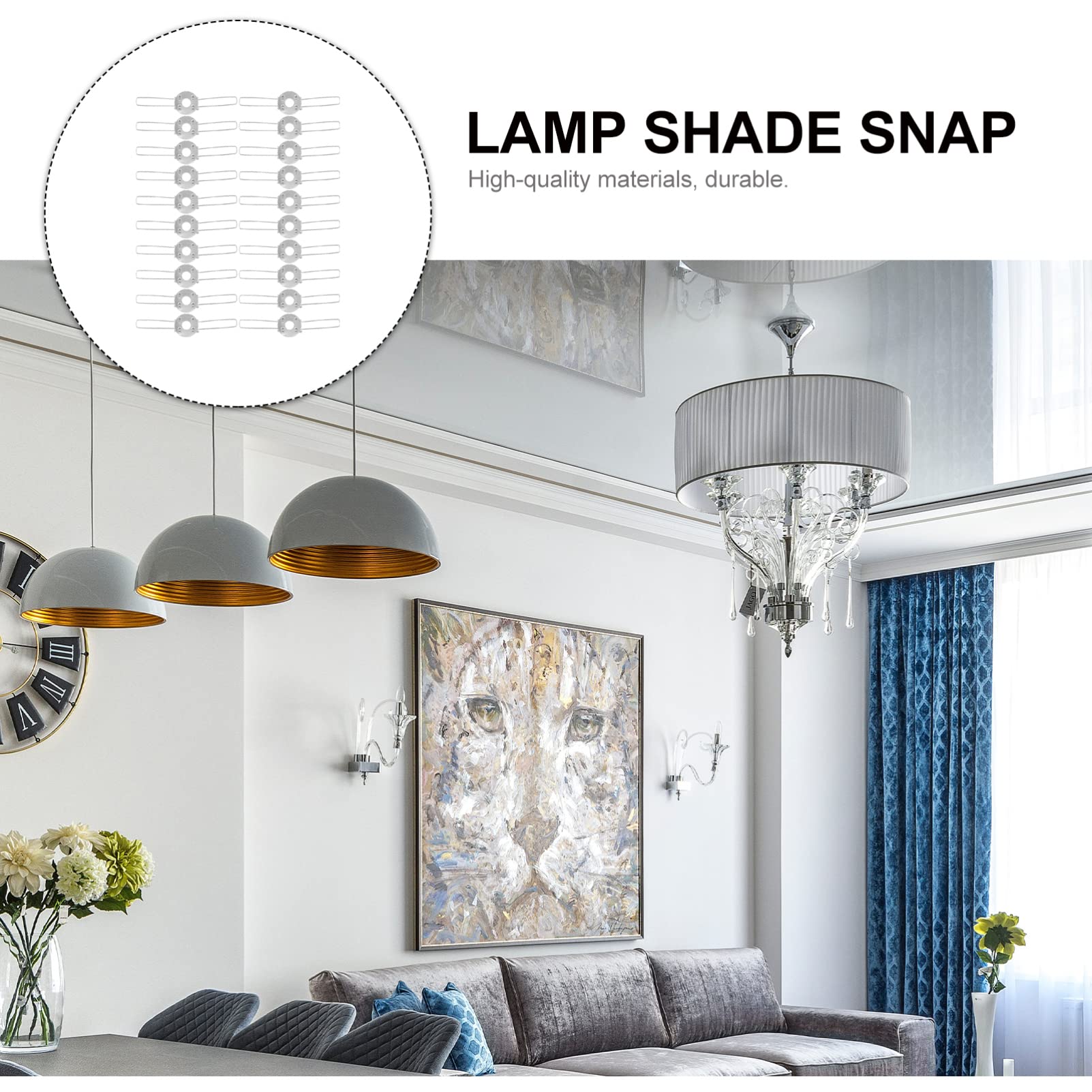 EXCEART 20pcs Lampshade Spring Adapter Clips - Pendant Light Shade Buckles & Fixator for Ceiling Lamp Fixtures | Easy Installation for Home, Office, and Restaurant Lighting