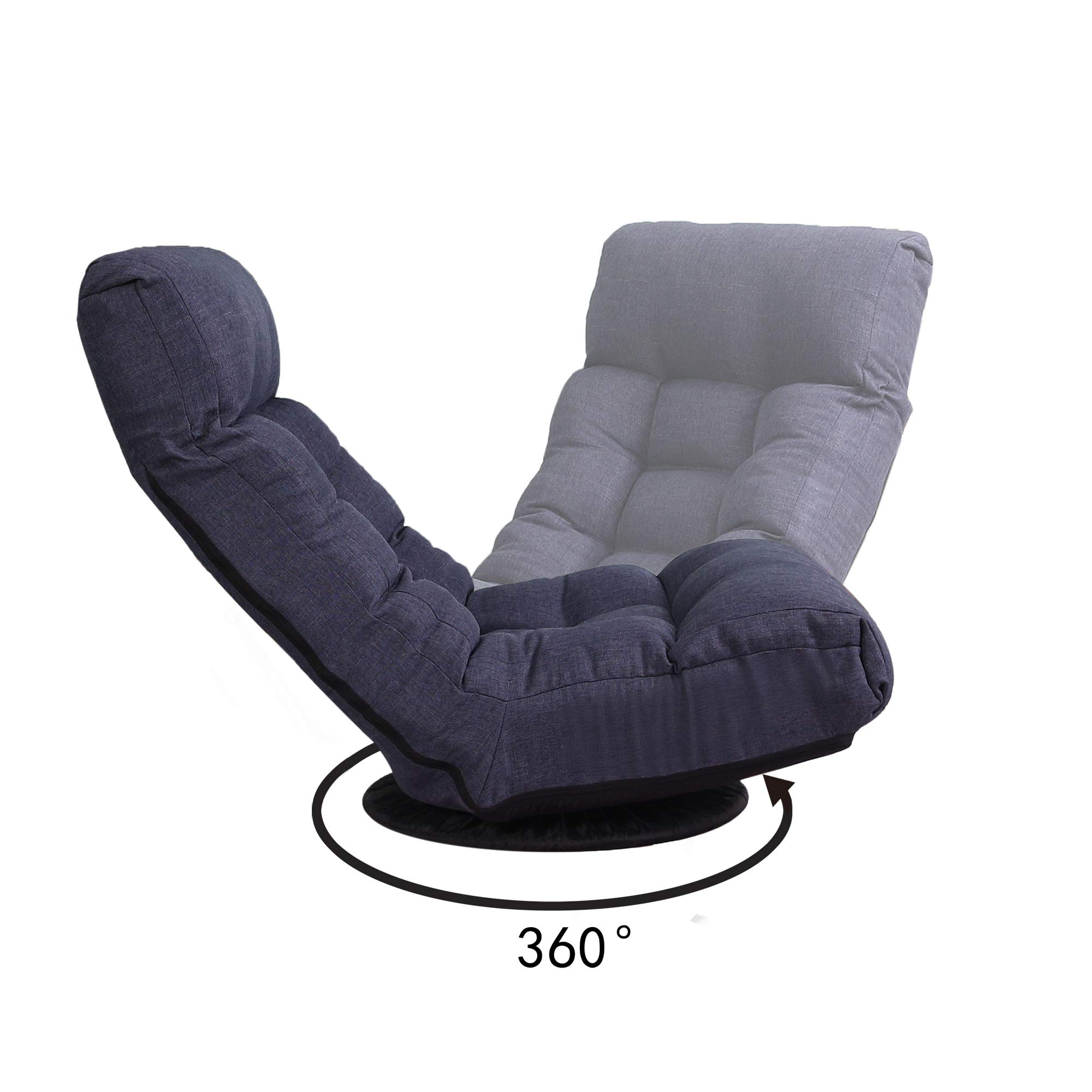 Adjustable Swivel Floor Gaming Chair with Ottoman - Ergonomic Comfort for Gaming, Reading & Relaxing - Navy Blue Floor Seat for Home, Office & Dorm Room