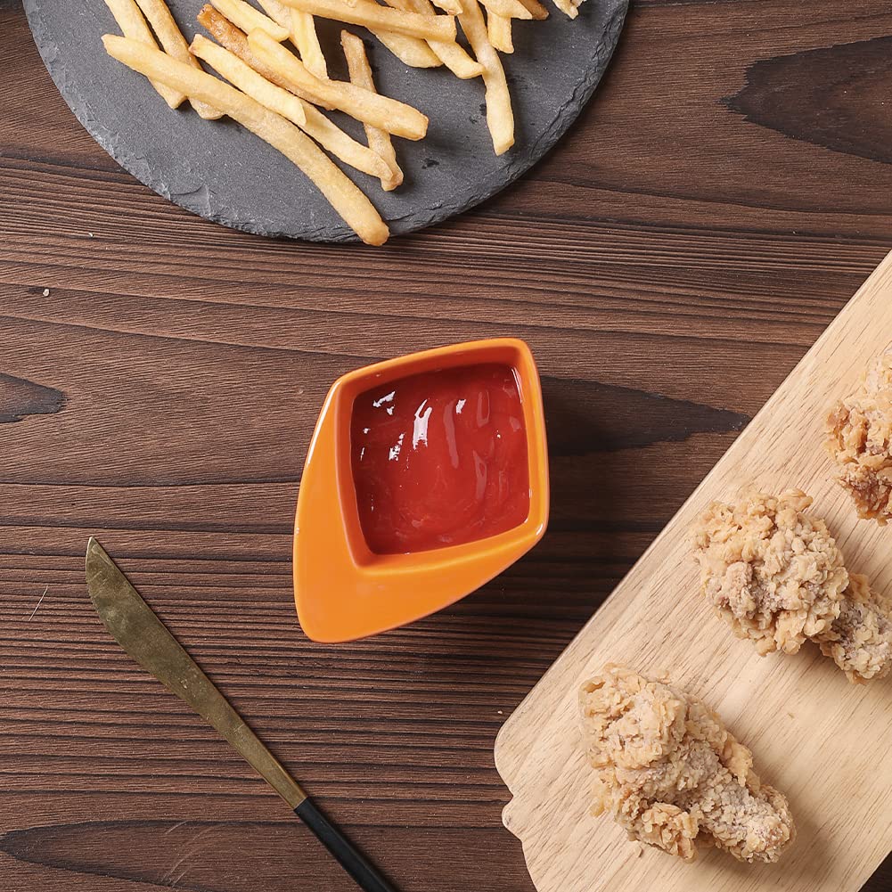 Premium Porcelain Soy Sauce Dipping Bowls - Set of 6 Small 3oz Square Dishes with Handles for Condiments, Ketchup, Honey Mustard, Appetizers & Snacks - Elegant Turquoise Tableware for Sushi, Dumplings & Asian Cuisine