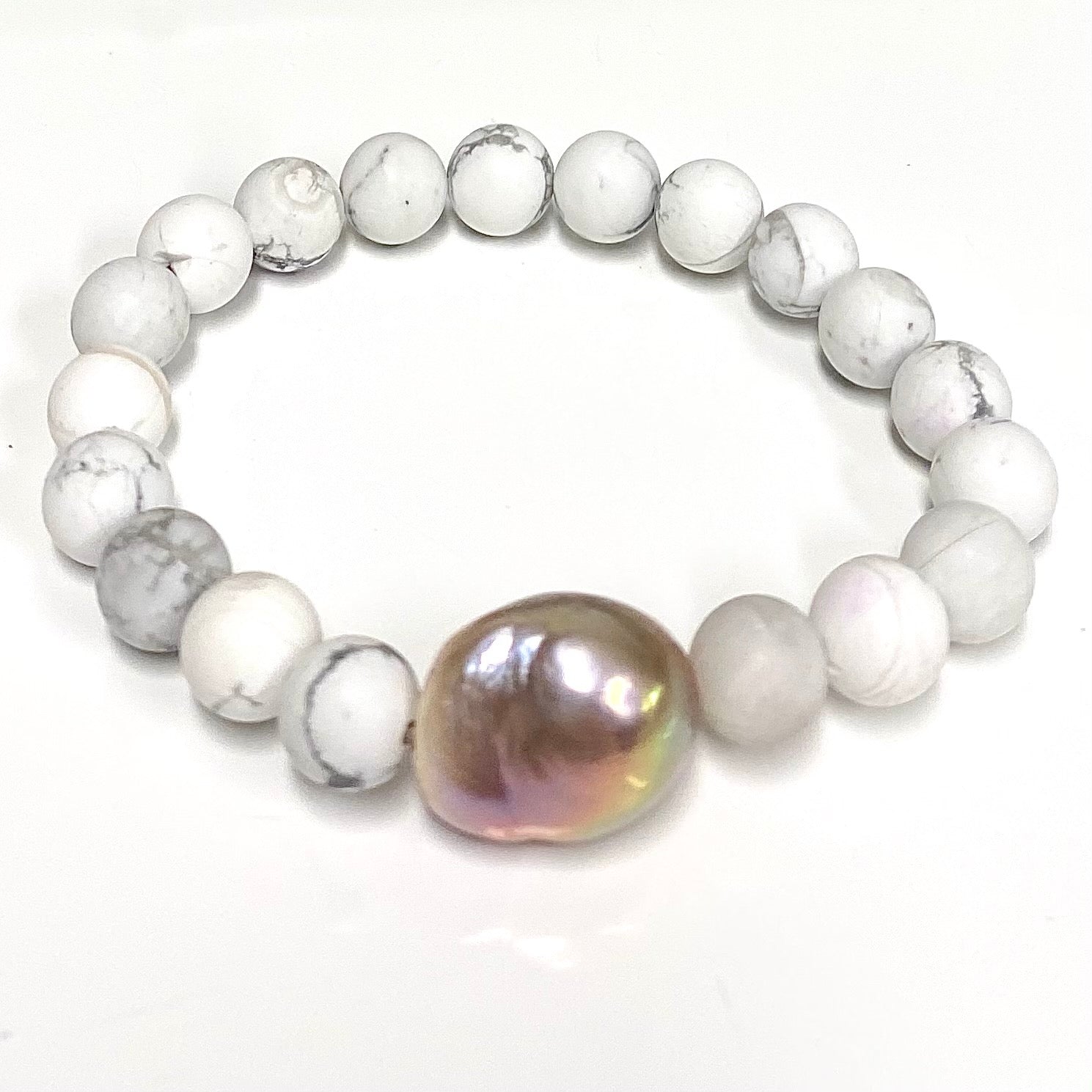 Edison Pearl & Gemstone Stretchy Bracelet (B538) - Elegant Handmade Jewelry for Women, Perfect for Parties, Weddings & Everyday Wear