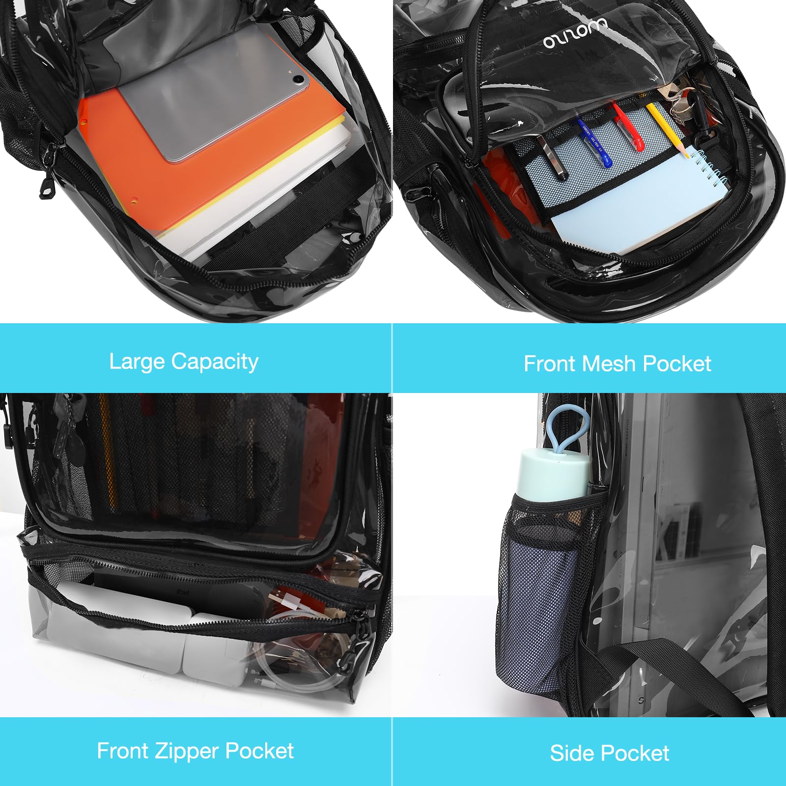 MOSISO 15.6-16 Inch Waterproof Laptop Backpack - Large Capacity Business Travel Bag with Reinforced Strap, Stylish TPU Transparent Design for Men & Women - Perfect for Work, School, Airplane & Daily Commute