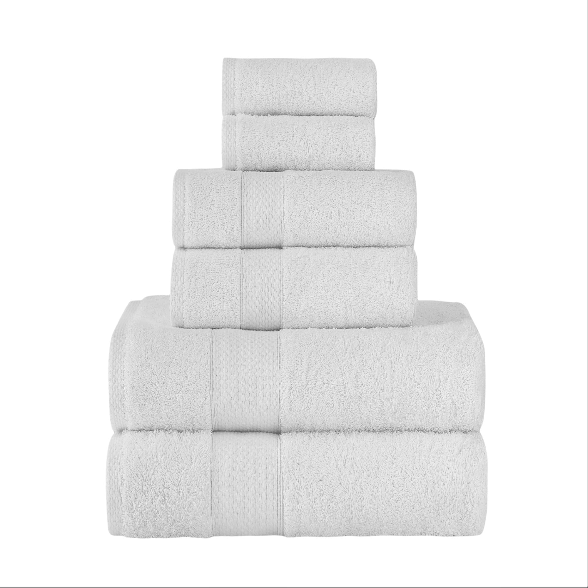 Luxury 6-Piece White Turkish Cotton Towel Set - Ultra Soft, Quick Dry & Highly Absorbent - Includes 2 Bath Towels, 2 Hand Towels & 2 Washcloths - Perfect for Spa, Bathroom & Hotel Use