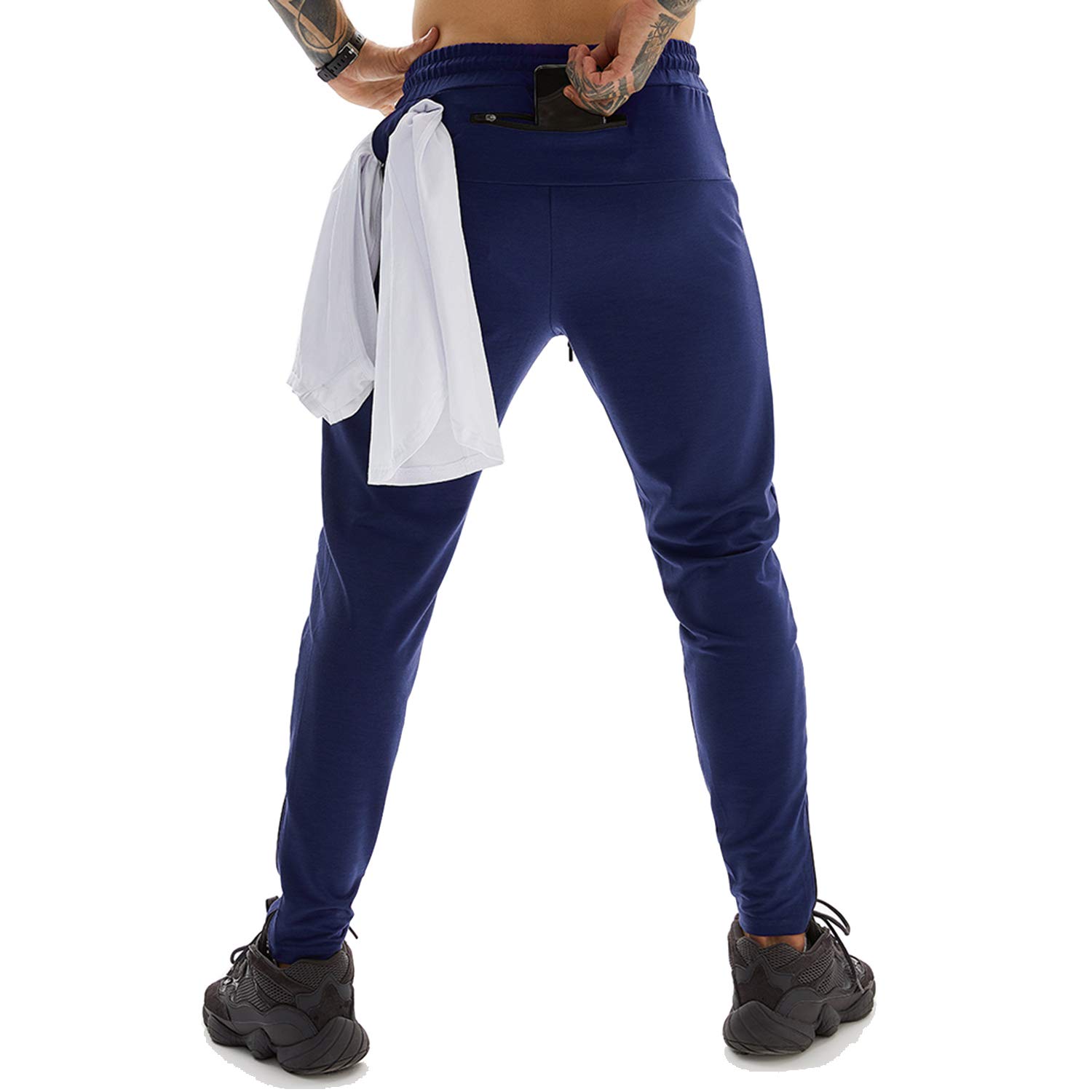 Ouruikia Men's Jogger Pants - Tapered Sweatpants with Zipper Pockets & Towel Loop for Running, Workout & Gym | Athletic Casual Pants for Men | Comfortable & Stylish Activewear for Everyday Wear