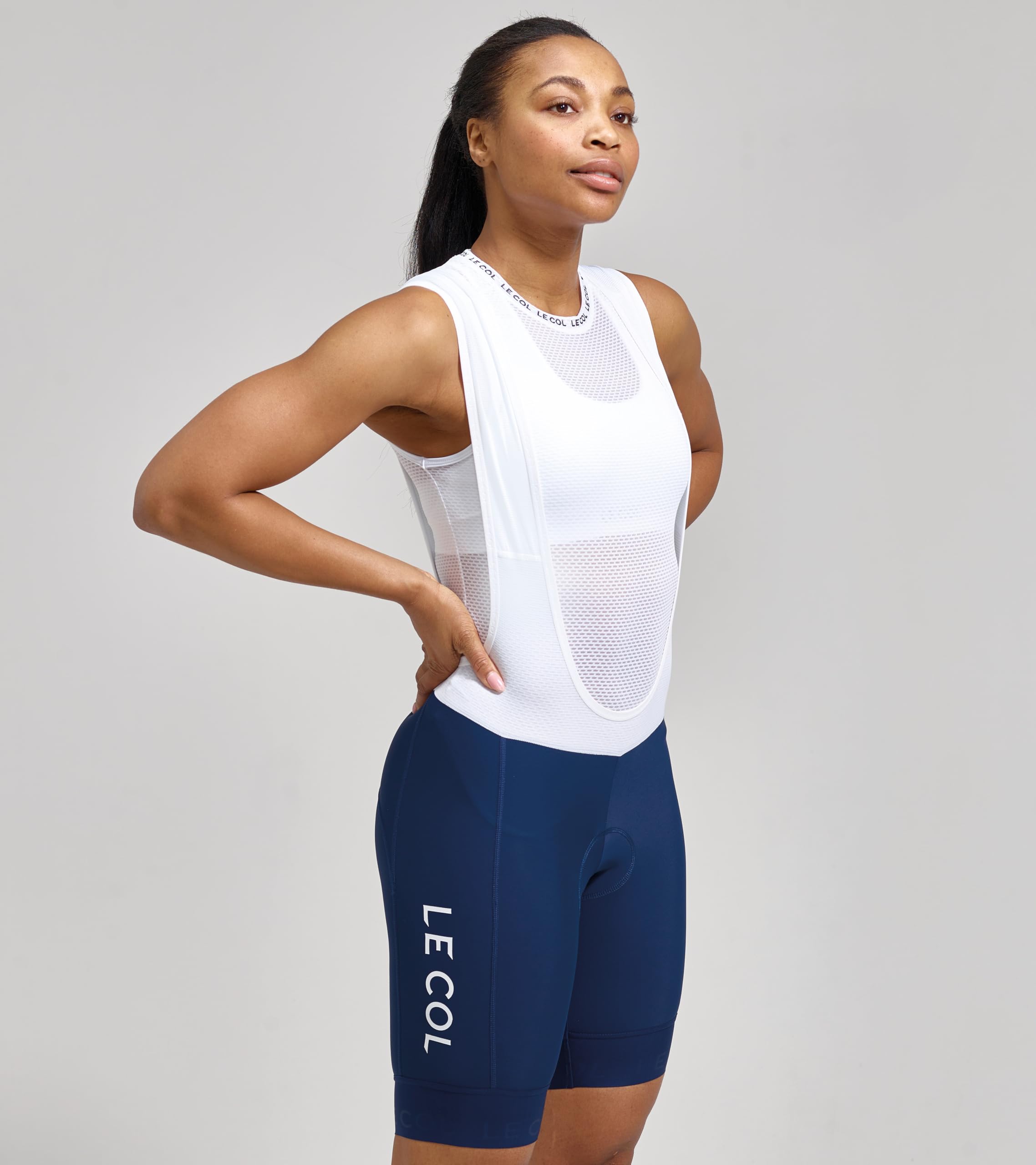Women's Pro Bib Shorts II - Padded Chamois Cycling Shorts with Lightweight Breathable Fabric for Road & Mountain Biking | US Size Medium (Alpha, Regular Fit) in Navy/White | Perfect for Long Distance Rides & Training Sessions