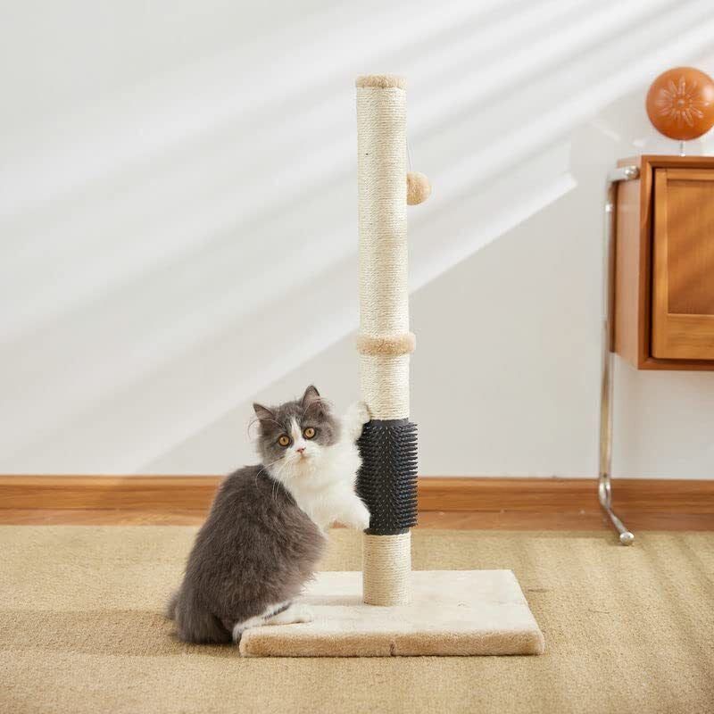 Durable Cat Scratching Post with Sisal Rope & Toy Ball - 60cm/80cm Height for Kittens & Adult Cats | Perfect for Indoor Play, Cat Tree Accessory & Feline Exercise