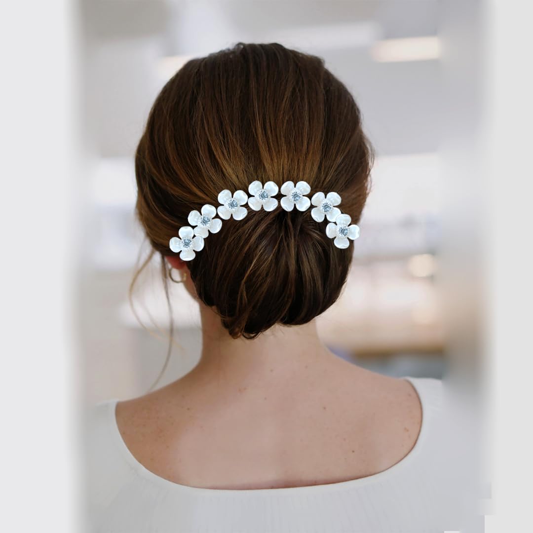 Elegant Gold Hair Pins for Women - Set of 10 Artificial Metal Hair Clips with Pearl Flowers & Crystal Stones | Bridal Hair Accessories for Weddings, Prom, Parties & Special Occasions