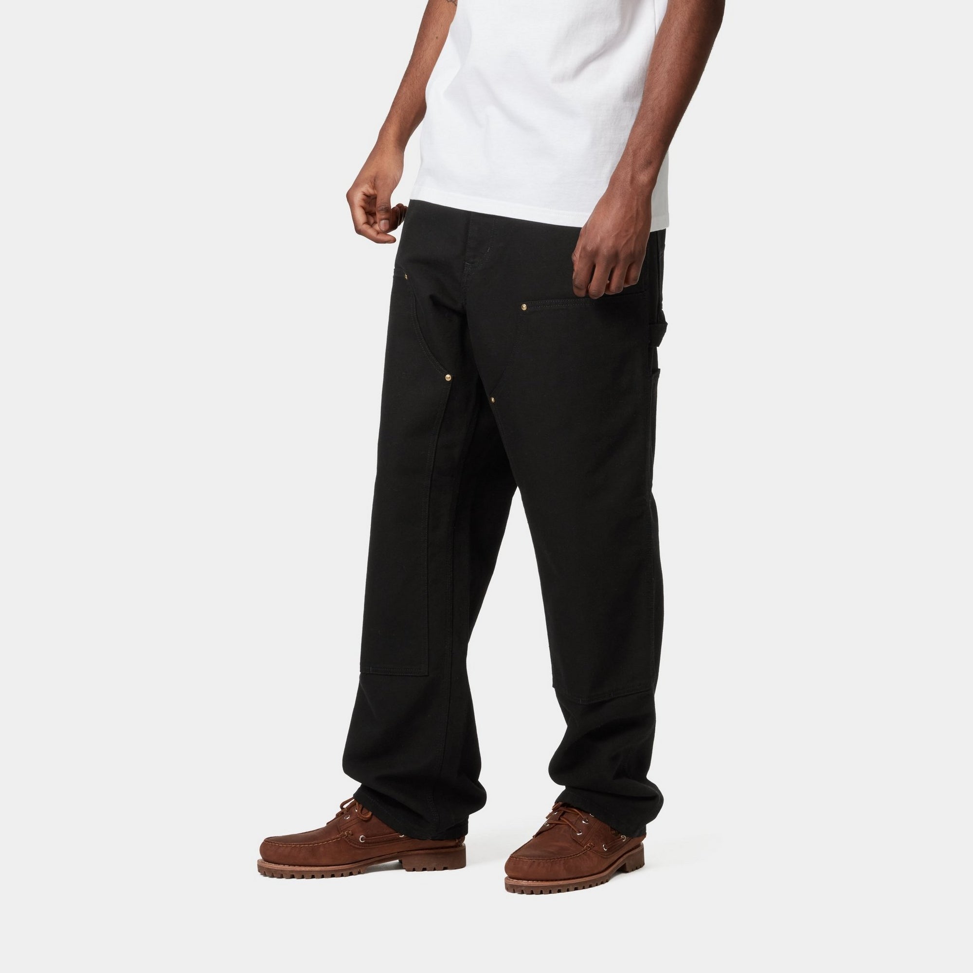 Double Knee Work Pants for Men - Durable Black Rinsed Denim Jeans for Construction, Carpentry & Outdoor Workwear