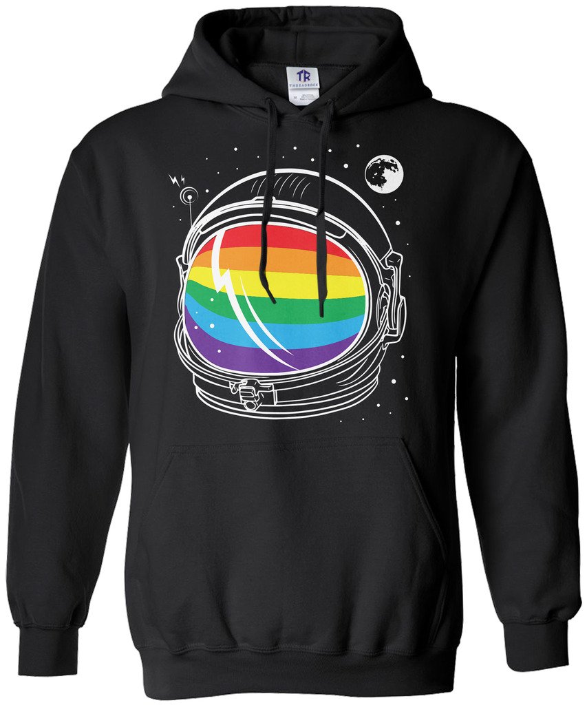Threadrock Women's Rainbow Astronaut Print Hoodie Sweatshirt - Cozy Pullover for Casual Wear, Street Style & Space-Themed Outfits