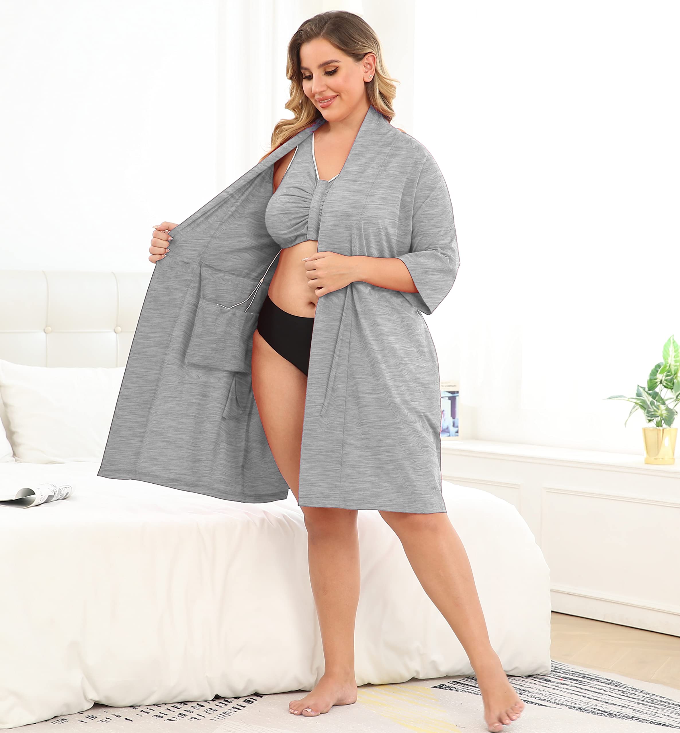 Post Surgery Mastectomy Bra for Breast Cancer Recovery - Comfortable Front Closure Robe with Internal Drain Pockets | Ideal for Post-Operative Care, Hospital Stay & Home Recovery