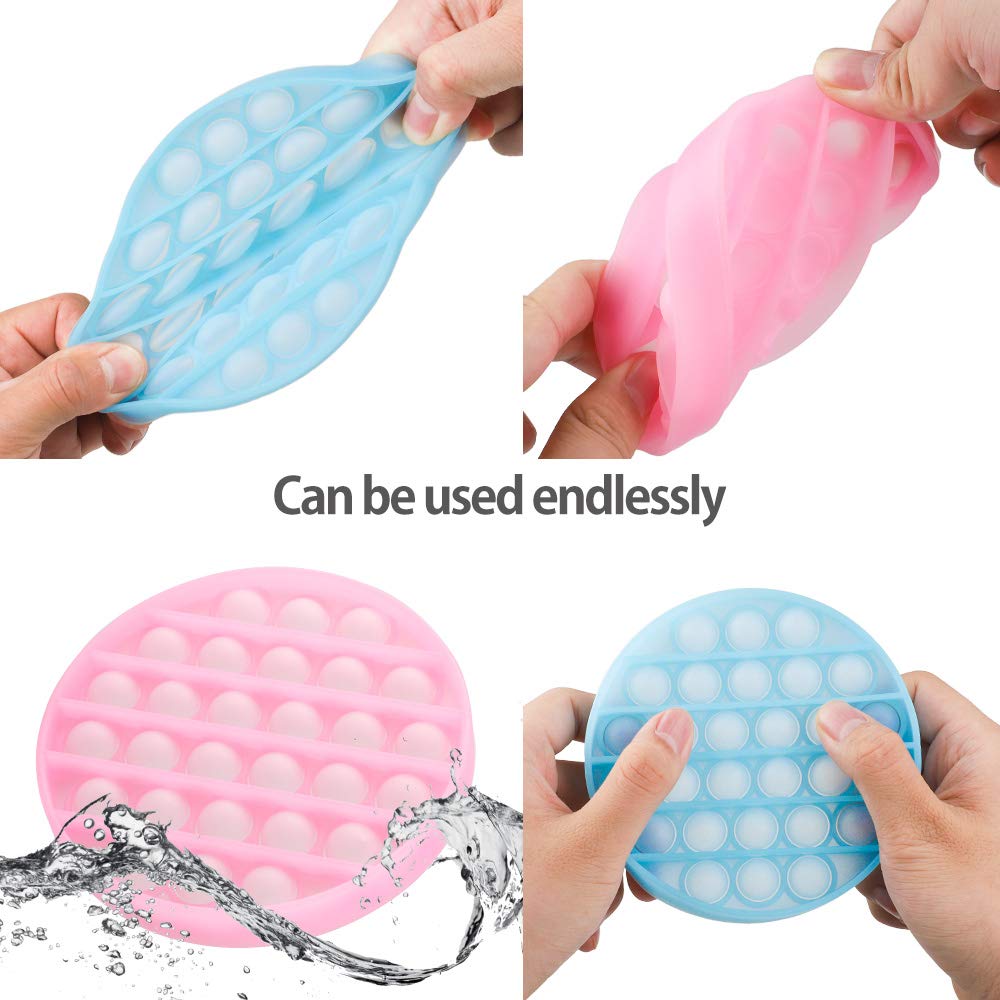Glow in The Dark Push Pop Bubble Sensory Fidget Toy - Silicone Stress Reliever for Adults & Kids - Fluorescent Anxiety Relief Toy (Pink) - Perfect for ADHD, Autism, Office & Classroom Focus