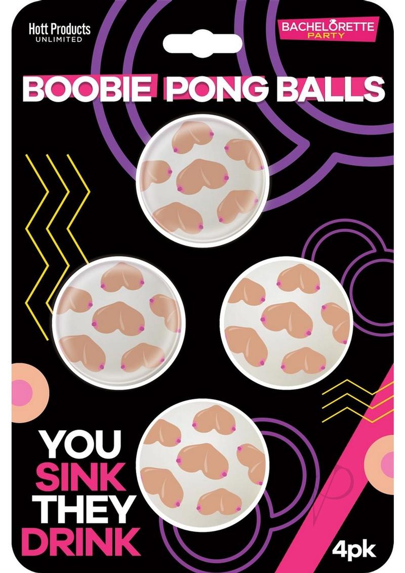 Boobie Beer Pong Balls - Set of 4 Fun Novelty Drinking Game Accessories for Parties, Bachelorette & Girls Night Out