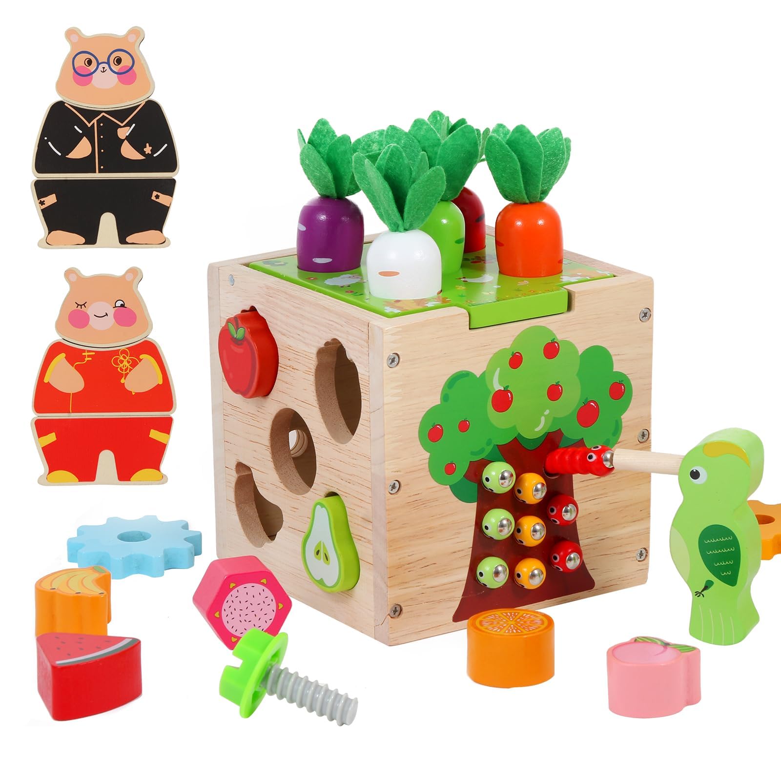 **Wooden Garden Toy Set - Montessori Toddler Toys for Boys & Girls, Fine Motor Skills Learning Game, Preschool Educational Wooden Toys for Kids - Perfect for Indoor & Outdoor Play, Classroom & Home Learning**