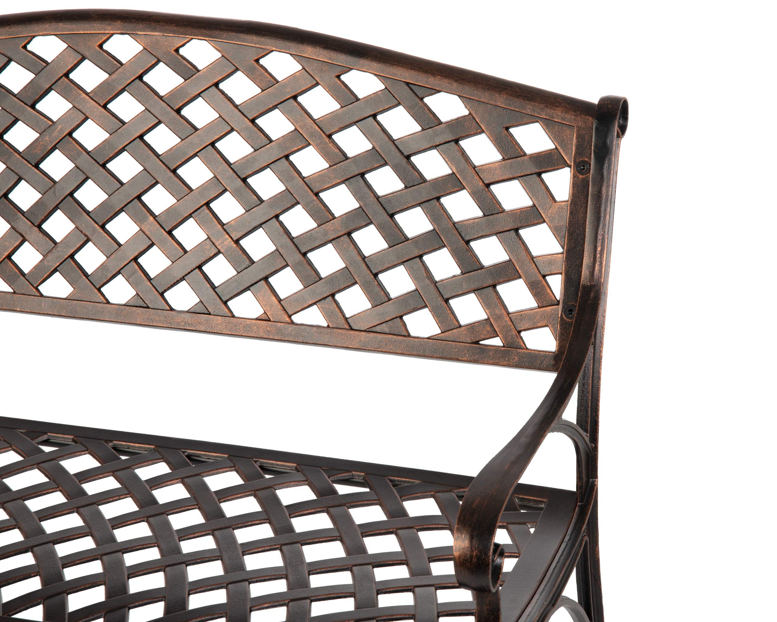 Patio Sense 61491 Lightweight Cast Aluminum Garden Bench - Sturdy Basketweave Design with Antique Bronze Finish for Backyard, Patio & Outdoor Relaxation | Perfect for Lounging, Entertaining & Enhancing Outdoor Spaces
