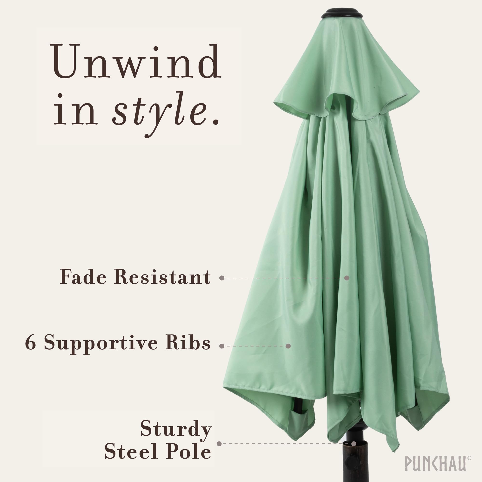 6 Ft Outdoor Patio Umbrella with Easy Crank Open/Close & Push Button Tilt - Durable Market Umbrella for Poolside, Backyard, Garden, and Beach Use