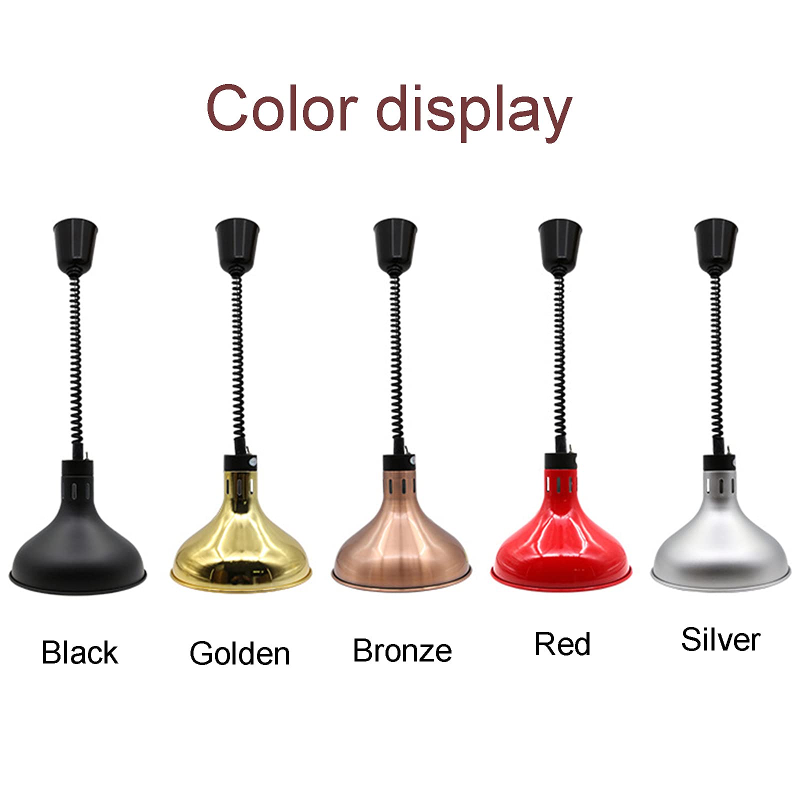 Commercial Food Heat Lamp Warmer - Adjustable & Retractable Hanging Buffet Lamp with 29cm Diameter Shade - Keep Food Warm for Restaurants, Catering & Buffet Tables - Ideal for Dining Areas, Banquet Halls & Food Service Counters (Red)
