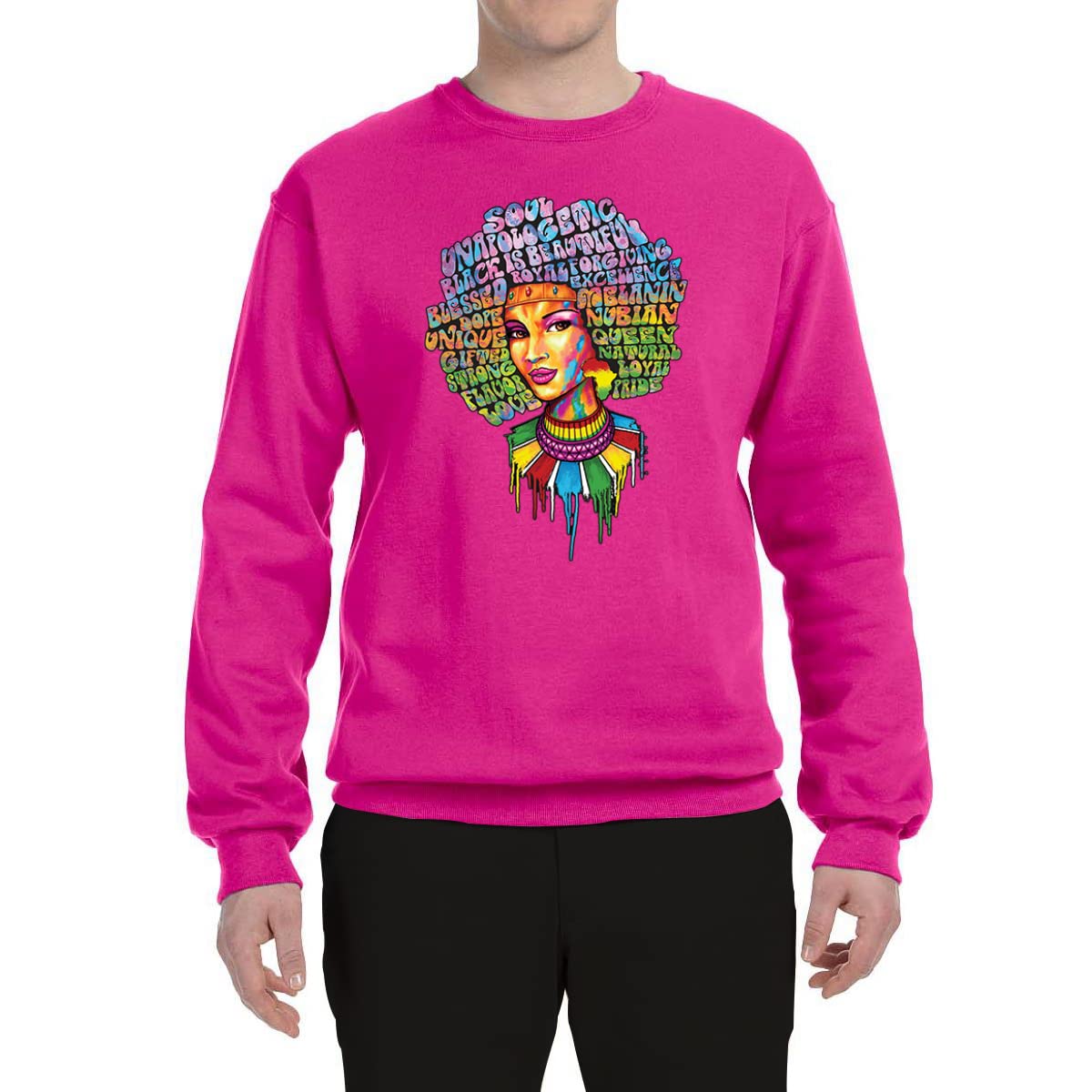 Wild Bobby Words of Character Strong Black Woman Black Pride Unisex Crewneck Graphic Sweatshirt | Motivational Apparel for Women & Men | Perfect for Casual Wear, Street Style & Empowerment Events
