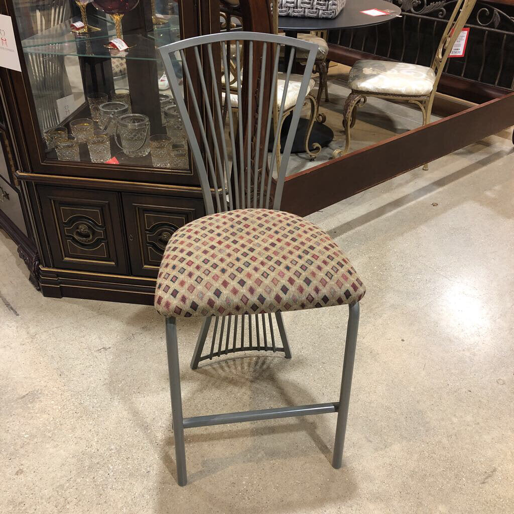 Vintage Metal Counter Stool - Industrial Bar Stool with Backrest, 19
