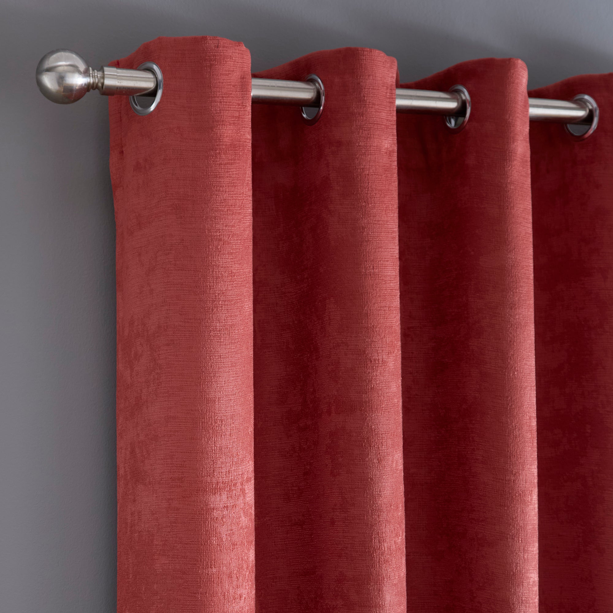 Fusion Strata Eyelet Curtains - Thermal Insulated Blackout Drapes for Bedroom & Living Room, Terracotta Brown, 52x84 Inch, Noise Reducing & Energy Saving Window Treatments for Home Decor