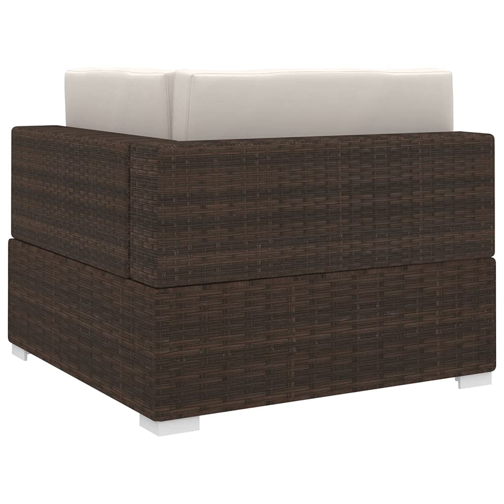 SKM Brown Poly Rattan Sectional Corner Chair with Cushions - Perfect for Patio, Garden, and Outdoor Relaxation
