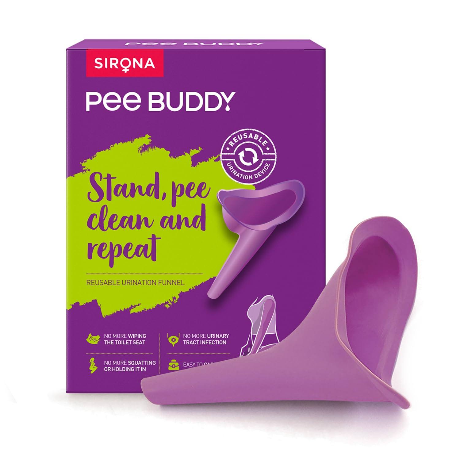 PeeBuddy Reusable Portable Stand and Pee Urination Device for Women - 1 Unit | Leak-proof Pee Funnel for Travel, Camping, Hiking & Outdoor Activities | Perfect for Public Toilets, Road Trips & Emergency Situations