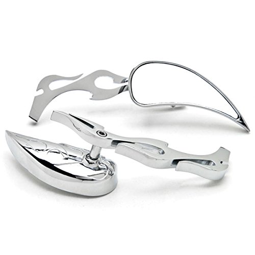 Krator Tear Drop Custom Chrome Motorcycle Rear View Mirrors for Honda Valkyrie Rune 1500 & 1800 - Universal Fit, Durable Construction, Enhanced Safety - Perfect for Cruising, Touring & Highway Riding