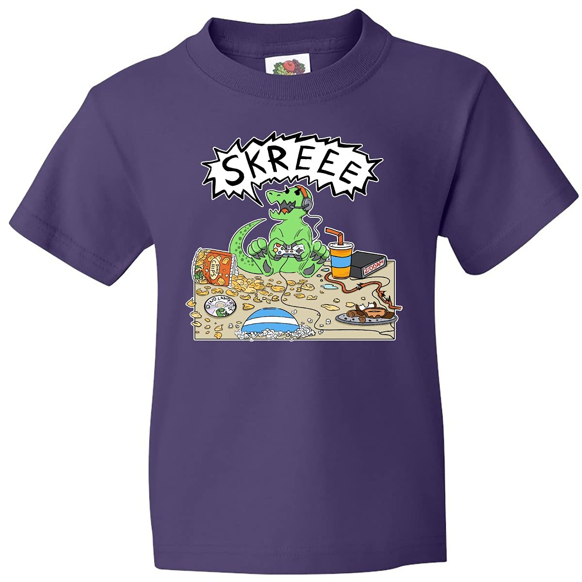 Inktastic Gaming Dino Youth T-Shirt - Fun Dinosaur Graphic Tee for Kids & Teens - Perfect for Gaming, School & Casual Wear