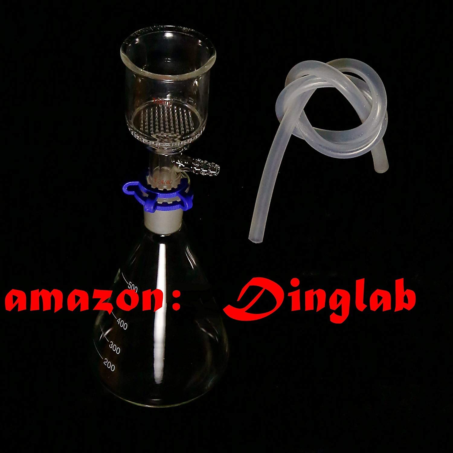 500ml 24/40 Suction Filtration Kit with 47mm Buchner Funnel & Glass Flask - Lab Vacuum Filtration System for Chemistry Experiments, Distillation, and Scientific Research