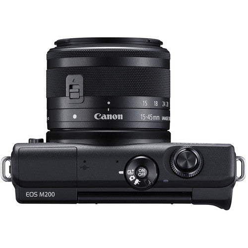 Canon EOS M200 Mirrorless Digital Camera with 15-45mm Lens Kit (Black/White) + SanDisk 128GB SD Card - Perfect for Travel Photography, Vlogging & Everyday Shooting