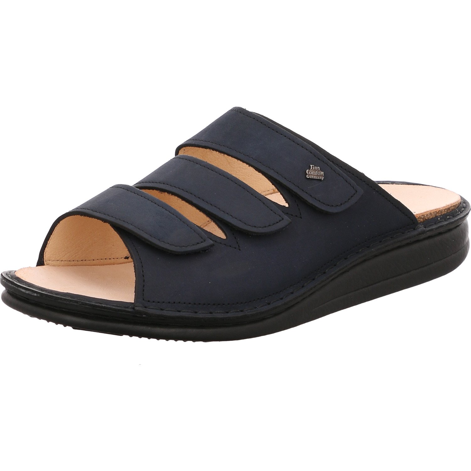 Finn Comfort Women's Open Toe Sandals - Breathable Leather Comfort Shoes for Women, Navy Blue, Size 10 | Perfect for Summer Walking, Travel & Casual Outfits