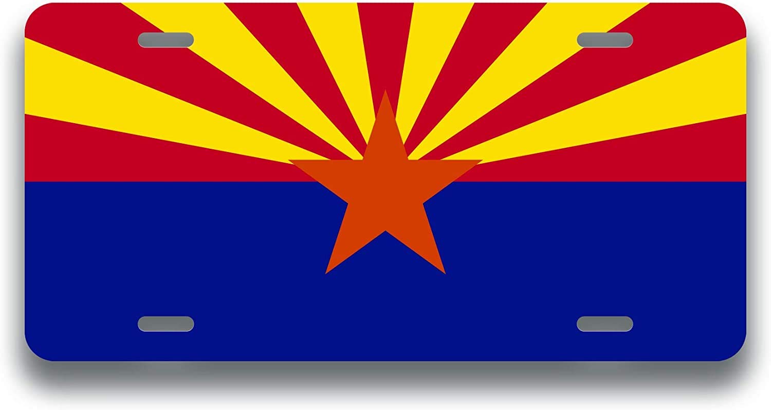 Arizona State Flag Metal License Plate - 6x12 Inch Universal Vanity Plate for Cars, Trucks & Trailers - Durable Novelty Auto Tag (AM008) - Perfect for Road Trips, Tailgating & State Pride Display