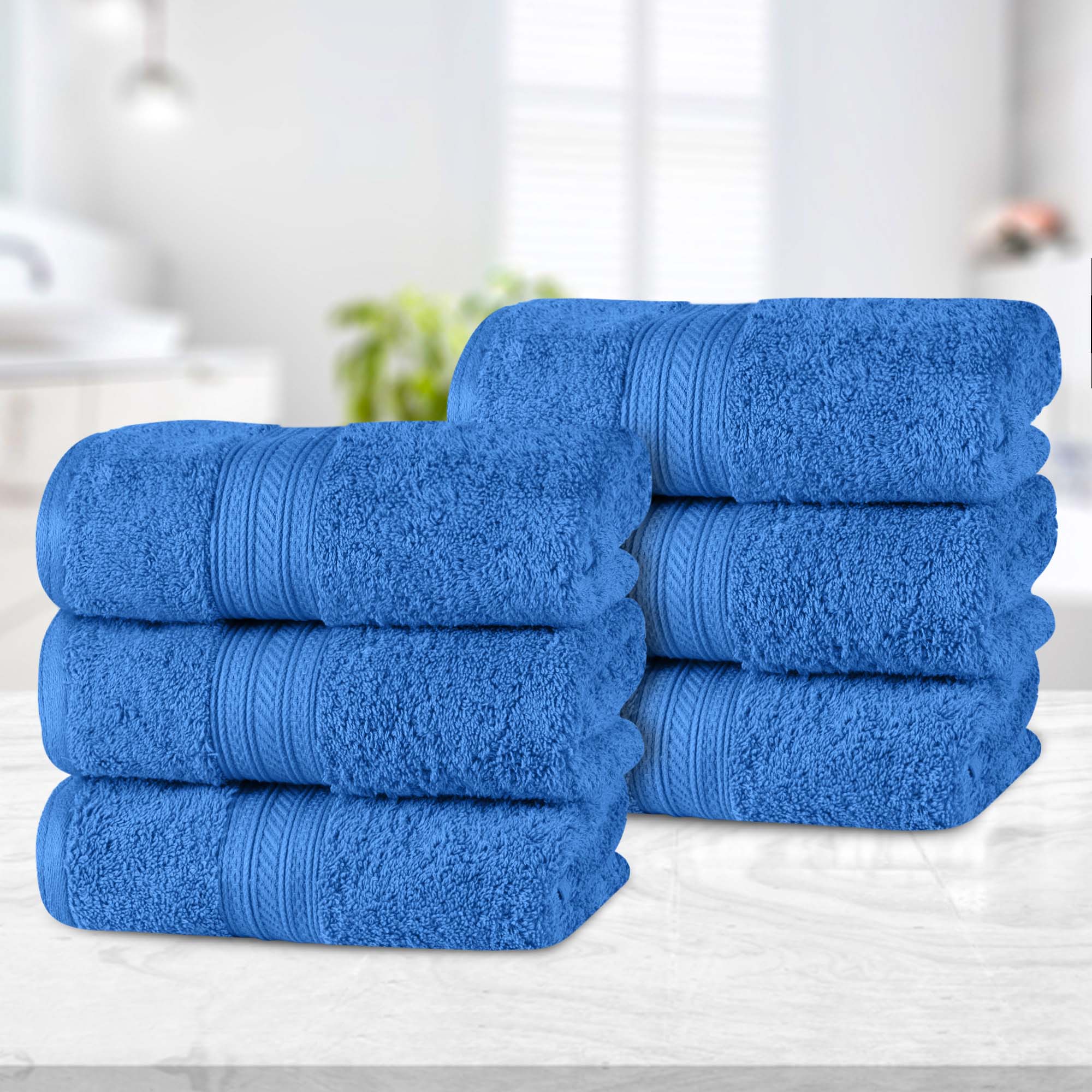 Premium 6-Pack Atlas Cotton Plush Absorbent Heavyweight Luxury Hand Towels - Soft & Quick-Drying for Bathroom, Kitchen, and Spa Use