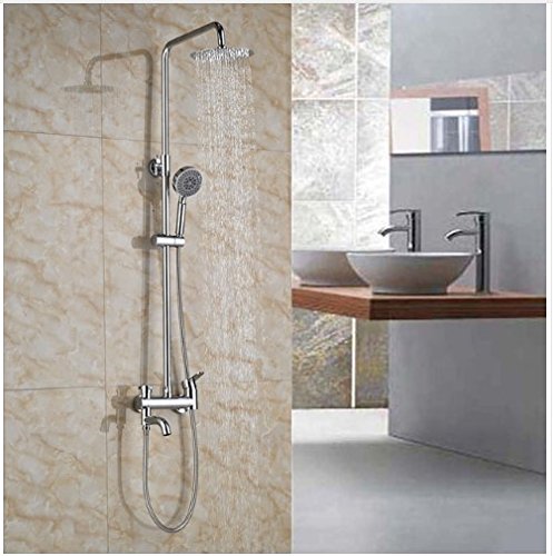 GOWE Brass Chrome Polished Wall Mounted Rainfall Shower Set - Double Button Widespread Showerhead with Adjustable Jets for Bathroom & Spa Experience | Perfect for Master Bath, Luxury Hotel & Relaxing Shower
