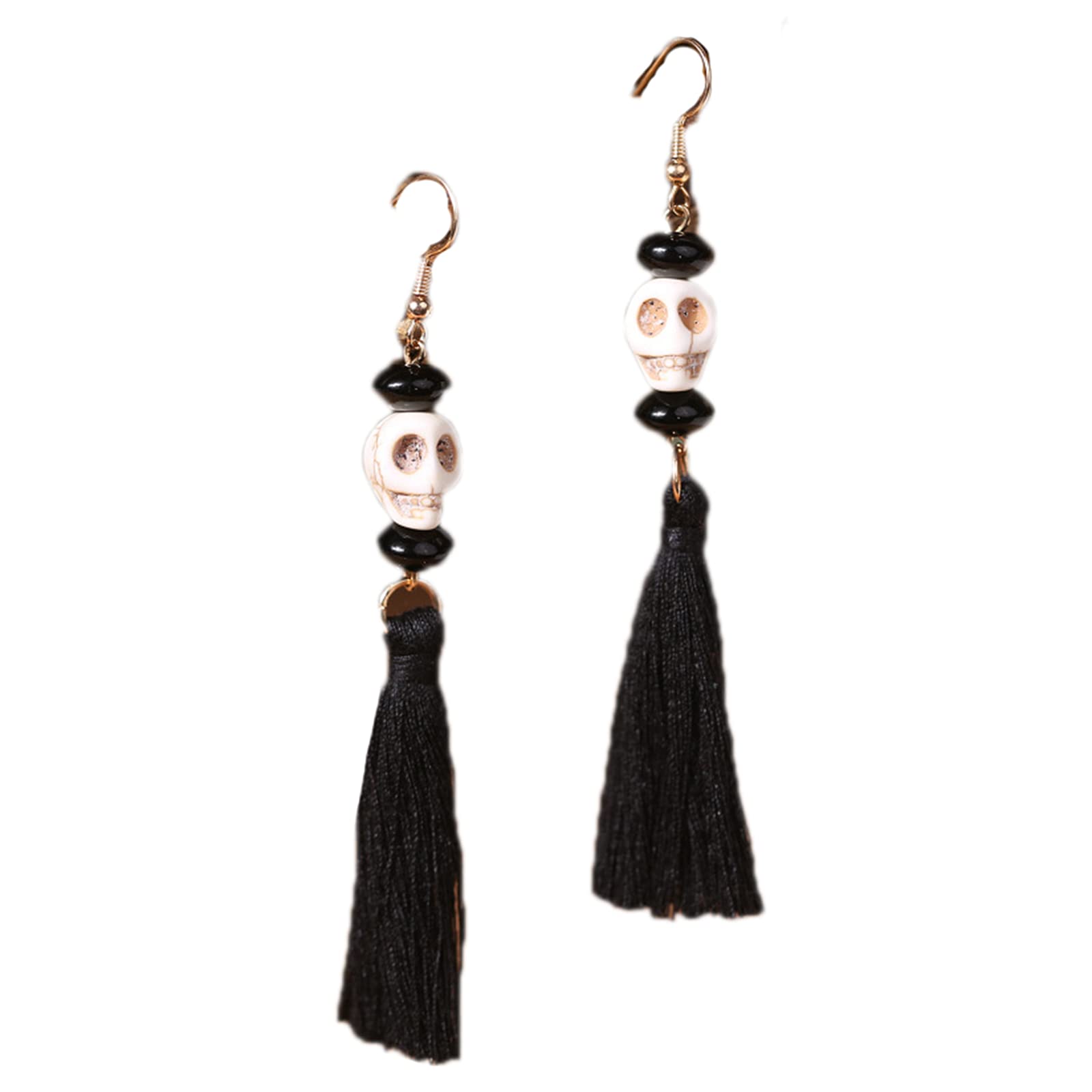 Punk Retro Skull Tassel Dangle Earrings - Gothic Ghost Halloween Party Jewelry for Women & Girls - Perfect for Cosplay, Costume Parties, and Alternative Fashion