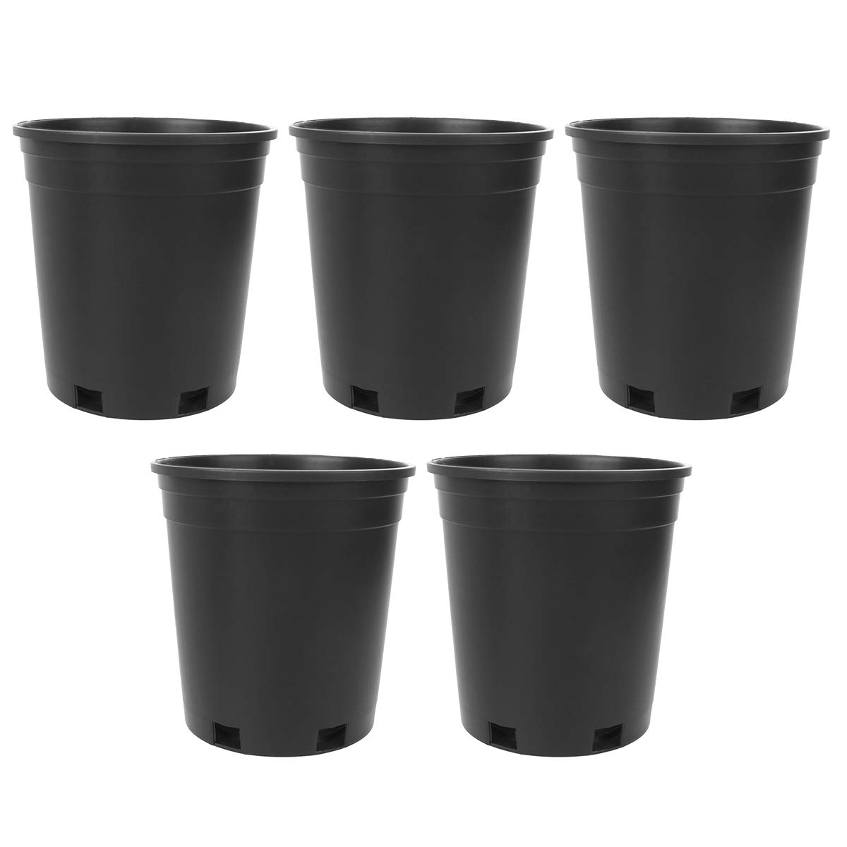 **Cabilock 5-Pack Thick Plastic Round Plant Pots - 1 Gallon Tree Growing Bucket, Balcony Garden Planters for Indoor & Outdoor Plants (Black) - Perfect for Herbs, Flowers, and Small Trees**