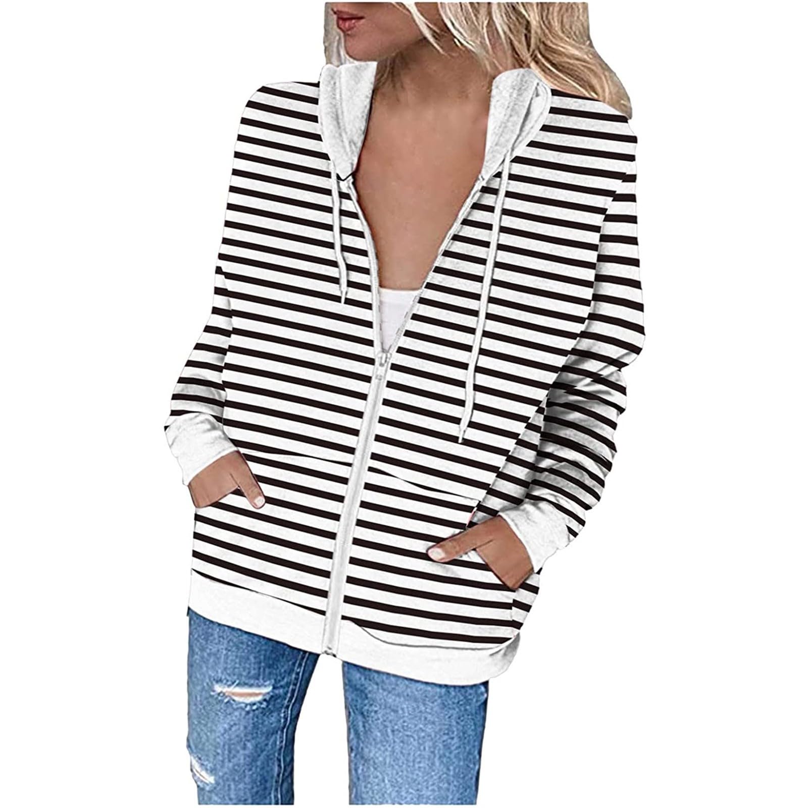 Women's Zip Up Hooded Jacket - Casual Long Sleeve Fleece Hoodie in Gray (Sizes S-3XL) | Perfect for Outdoor Activities, Workouts & Everyday Wear