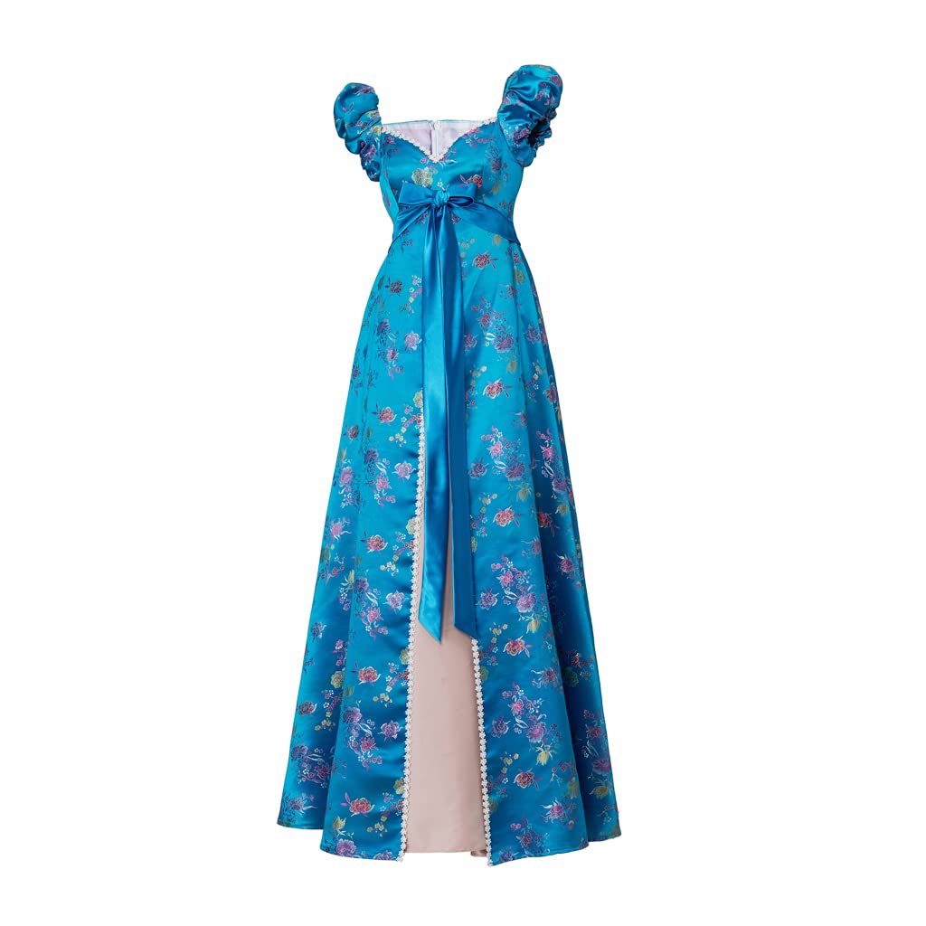 Giselle Cosplay Costume for Women - Elegant Blue Floral Ball Gown with High Waistline | Disney-Inspired Dress for Cosplay, Halloween & Themed Parties | Perfect for Costume Events, Photoshoots & Stage Performances