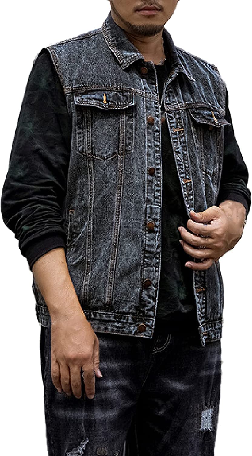 Men's Sleeveless Denim Vest Jacket - Casual Button Down Jean Outwear for Street Style & Summer Layering