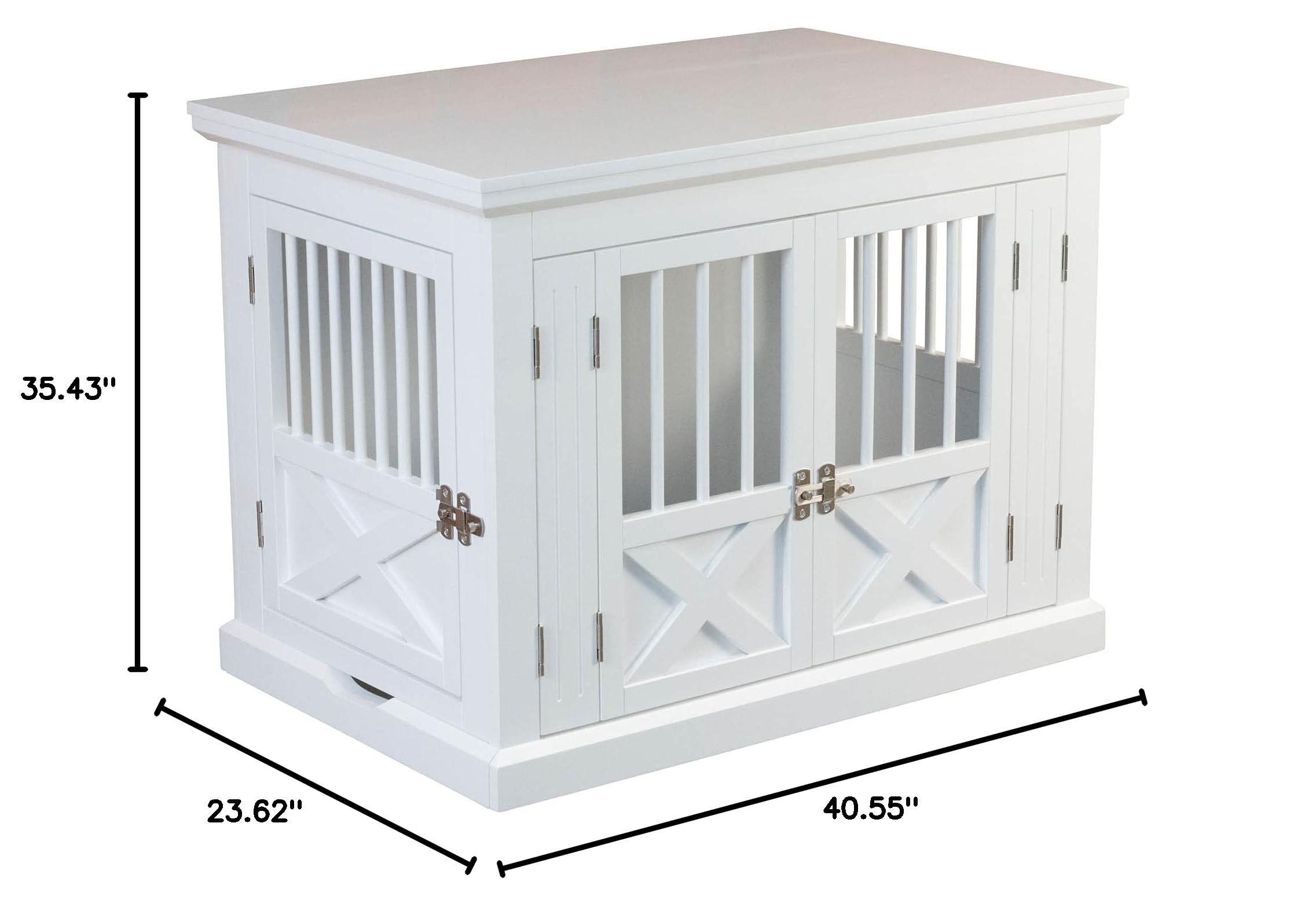 Zoovilla Merry Products Triple Door Medium Dog Crate - White | Indoor & Outdoor Pet Crate for Travel, Training & Home Use