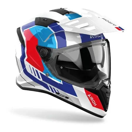 Airoh Bandit Horn Gloss White Motorcycle Helmet - DOT Certified Full Face Helmet for Street Bike, Cruiser & Scooter Riding - Lightweight & Comfortable for Men & Women