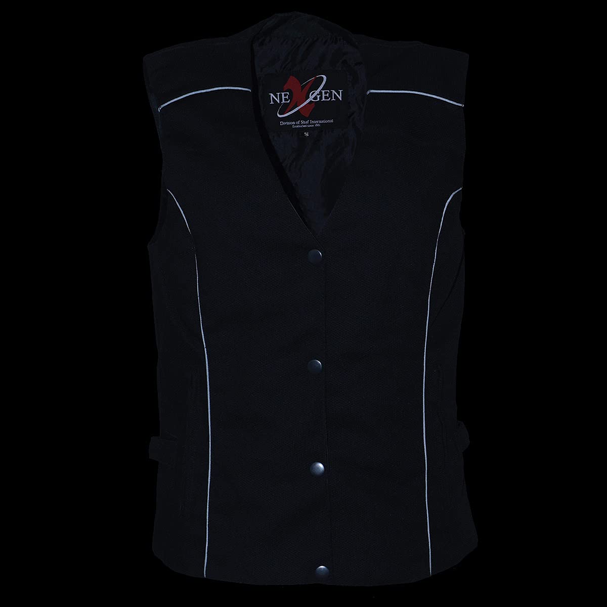 Milwaukee Leather SH1955 Women's Black Textile Motorcycle Vest with Wing Embroidery - Perfect for Biker Ladies & Motorcycle Riding Fashion