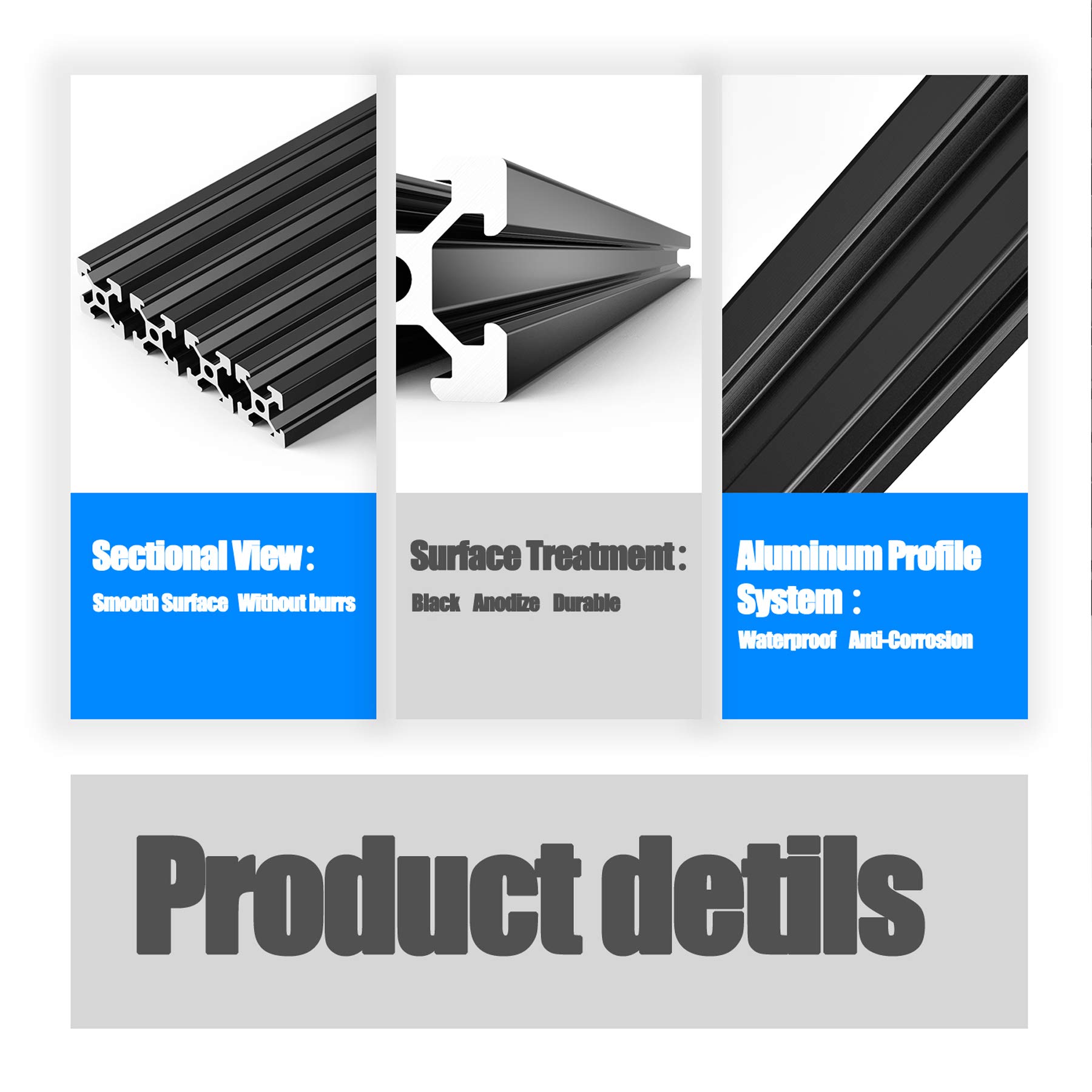 12PCS 2020 T-Slot Aluminum Extrusion 800mm Black Anodized Linear Rail - European Standard Frame for 3D Printer, CNC Machine & DIY Projects - Perfect for Building 3D Printer Enclosures, Workbenches & Industrial Equipment