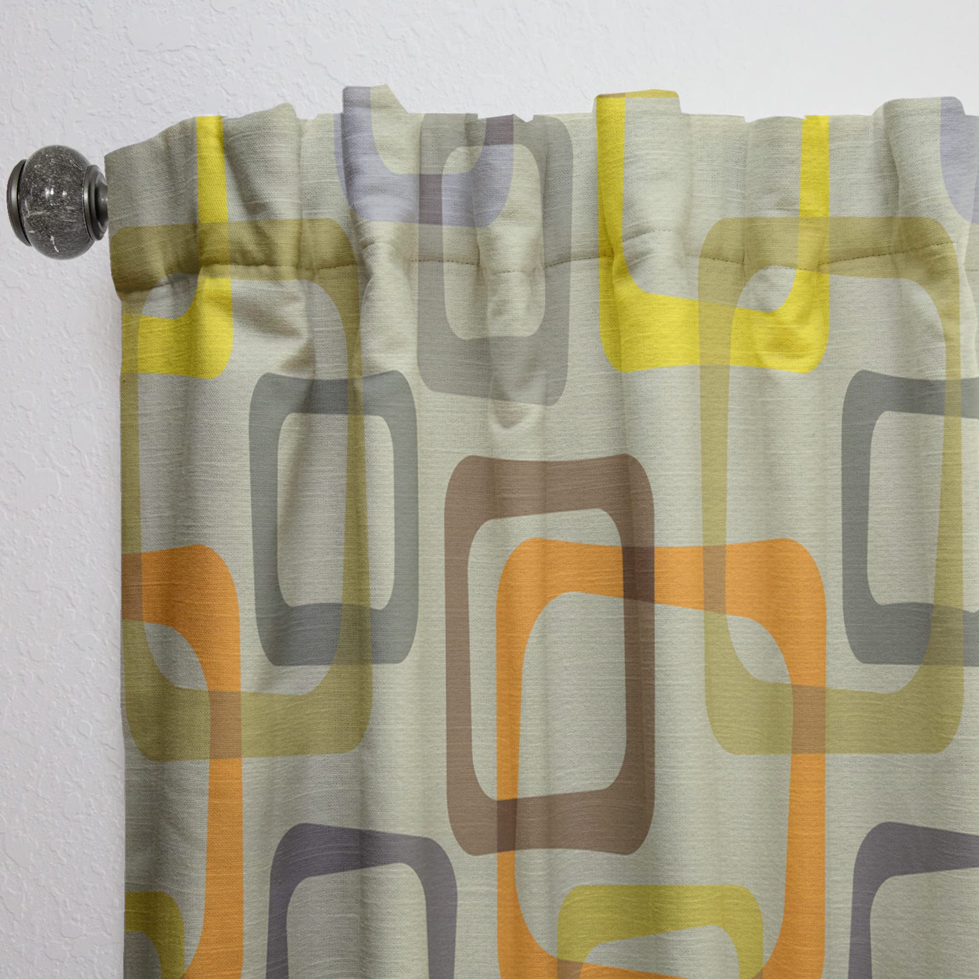 DesignQ Retro Square Design VII Thermal Insulated Curtains - Single Panel 52x63 Inches for Bedroom & Living Room - Perfect for Home Decor, Blackout & Energy Saving
