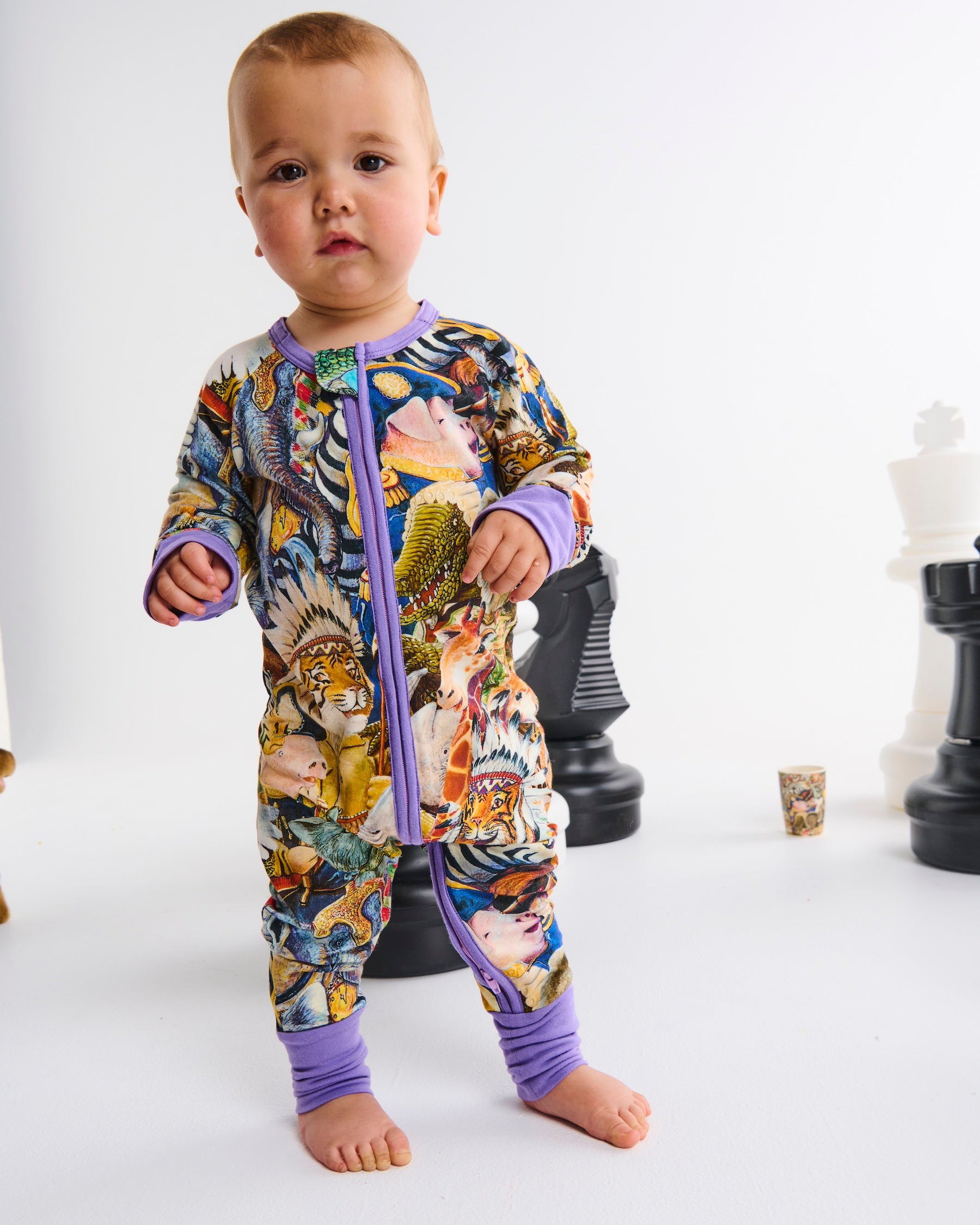 Kip&Co x Eleventh Hour Organic Cotton Long Sleeve Zip Romper - Soft & Stylish Baby Jumpsuit for Playdates, Birthday Parties & Family Outings