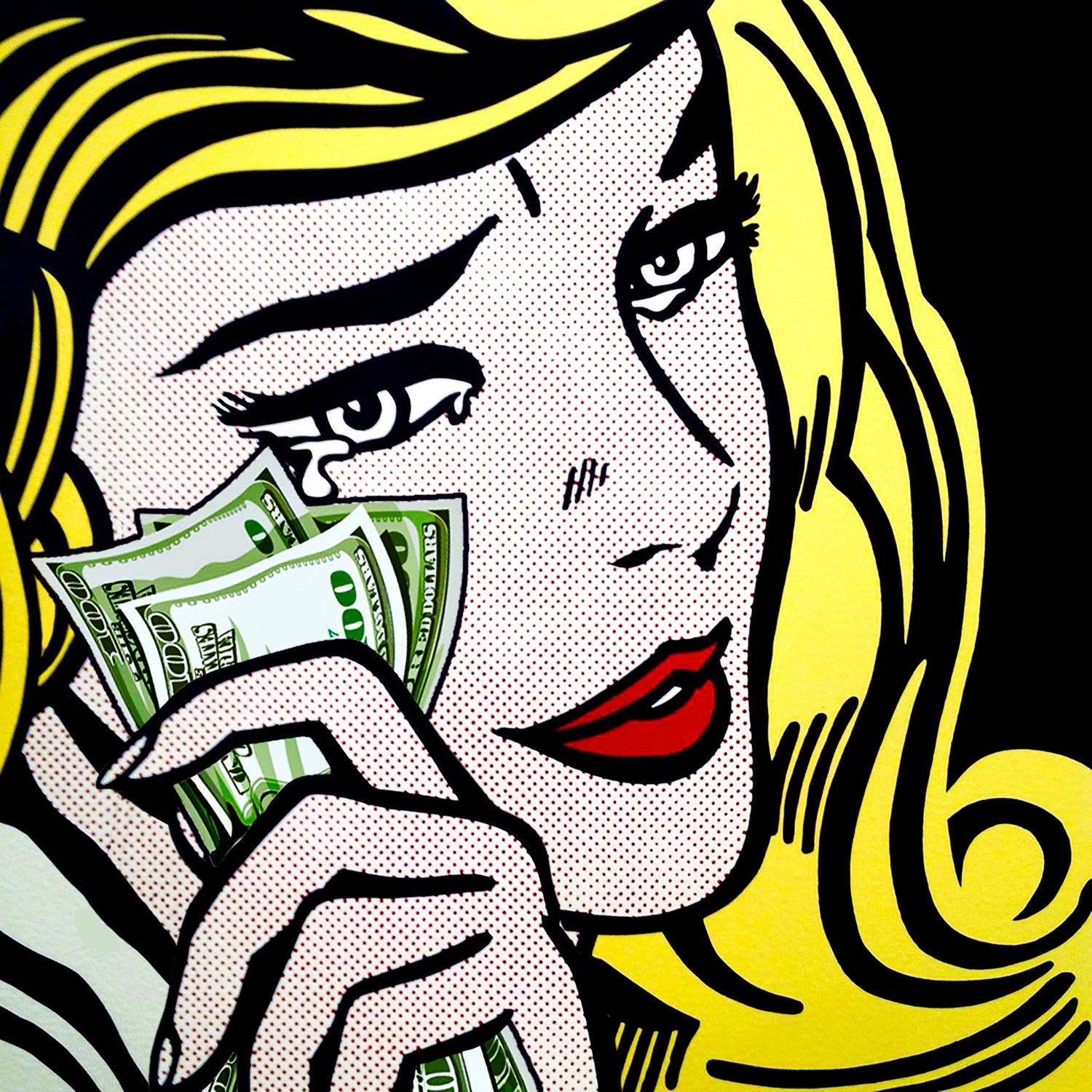 Funny Crying Girl Wiping Tears with Money - Meme Art Print for Home & Office Decor, Social Media Meme Lovers Gift