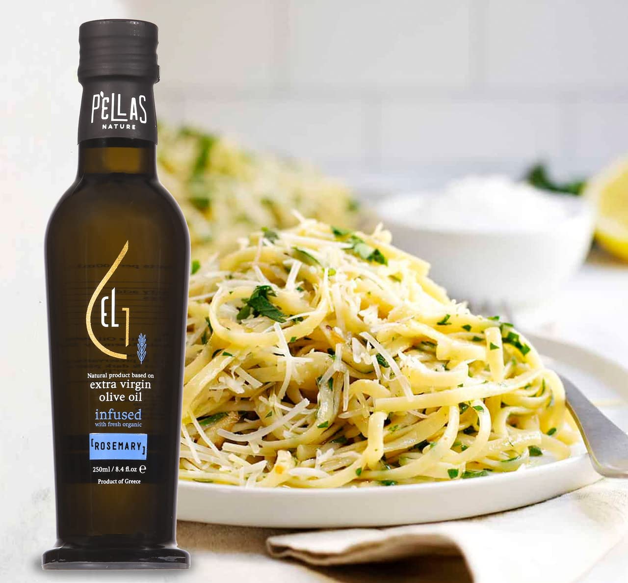 Organic Infused Extra Virgin Olive Oil Set - Garlic, Basil, Lemon, Rosemary, Greek Oregano & Red Hot Pepper Flavors | 8.45oz Bottles (Pack of 6) | Premium Finishing Oil for Salads, Pasta, Bread Dipping & Gourmet Cooking